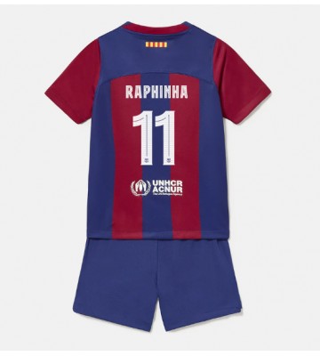 Barcelona Raphinha Belloli #11 Koti Pelipaita Lasten 2023-24 Lyhyet Hihat (+ Lyhyet housut)